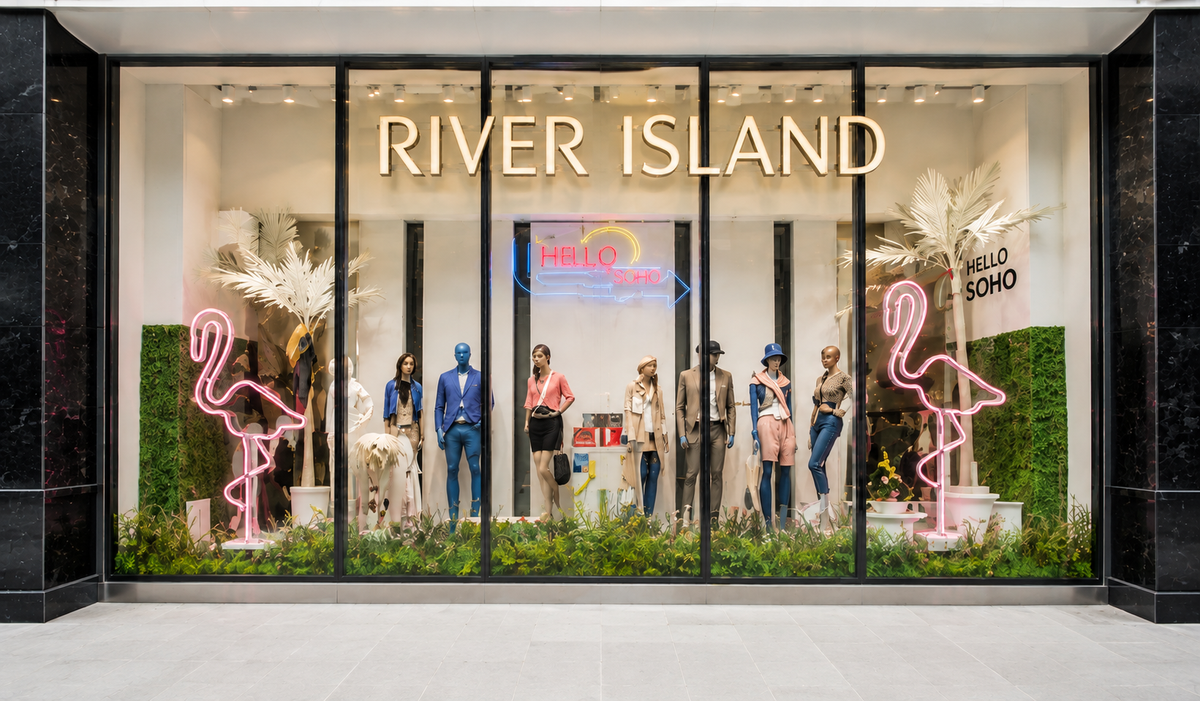 BAG&BONES bespoke neon integrated into a Charlotte Tilbury retail display