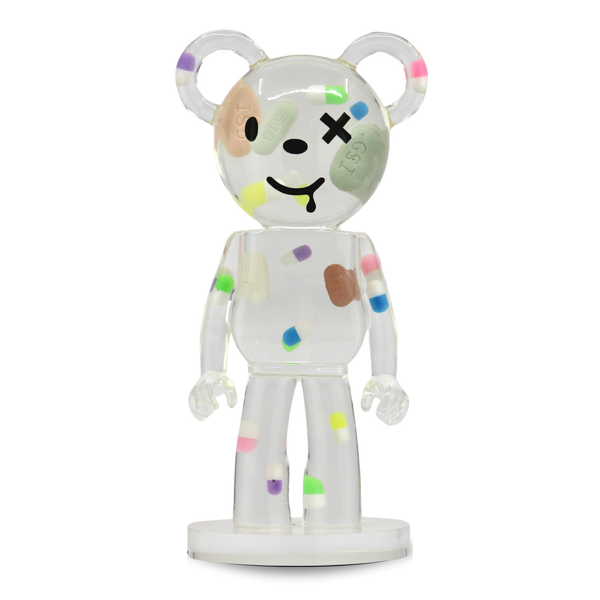 Pill BearMouse handmade transparent resin sculptural home décor piece with floating pill details