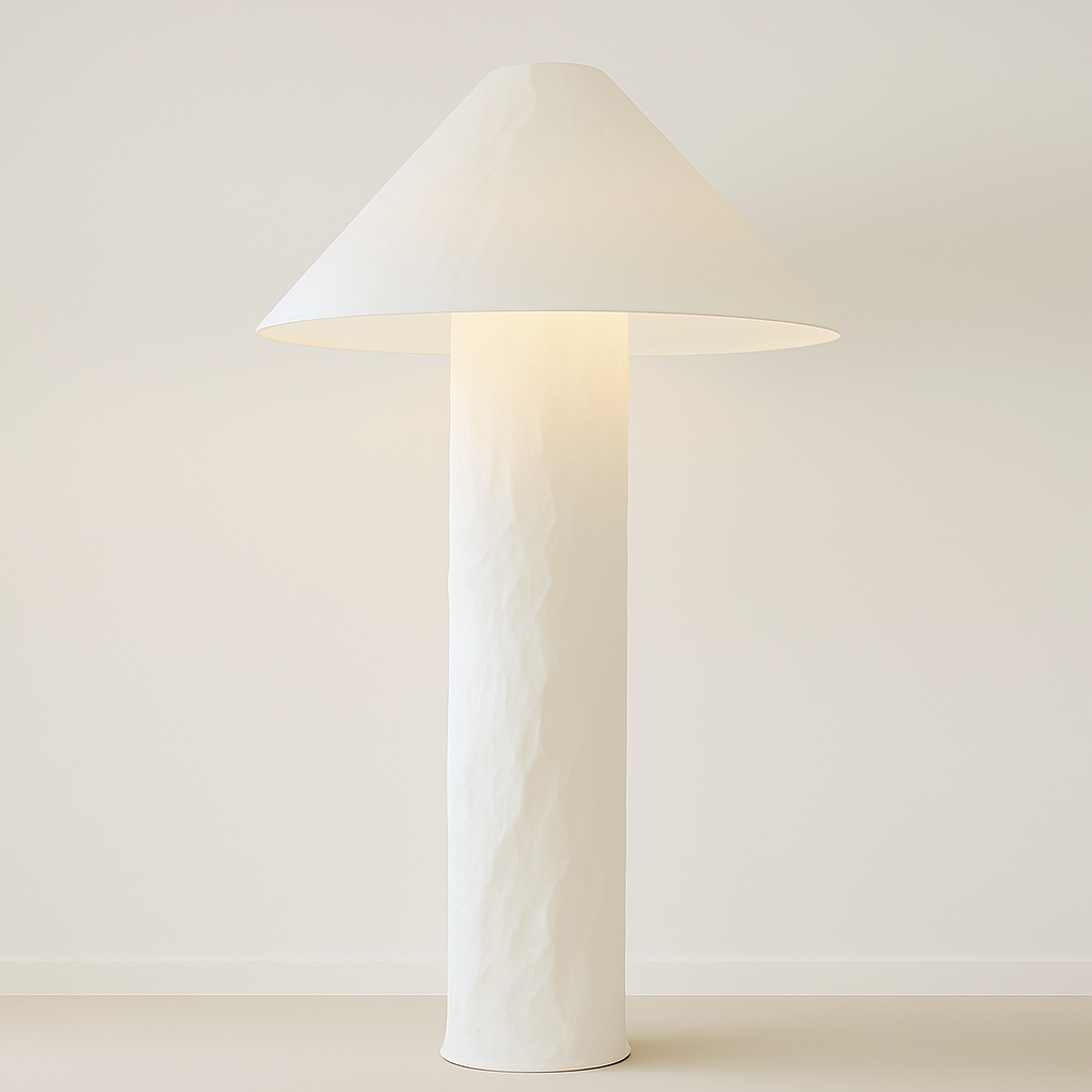 Paper Solas Floor Light sculptural off-white paper floor lamp with warm white ambient light