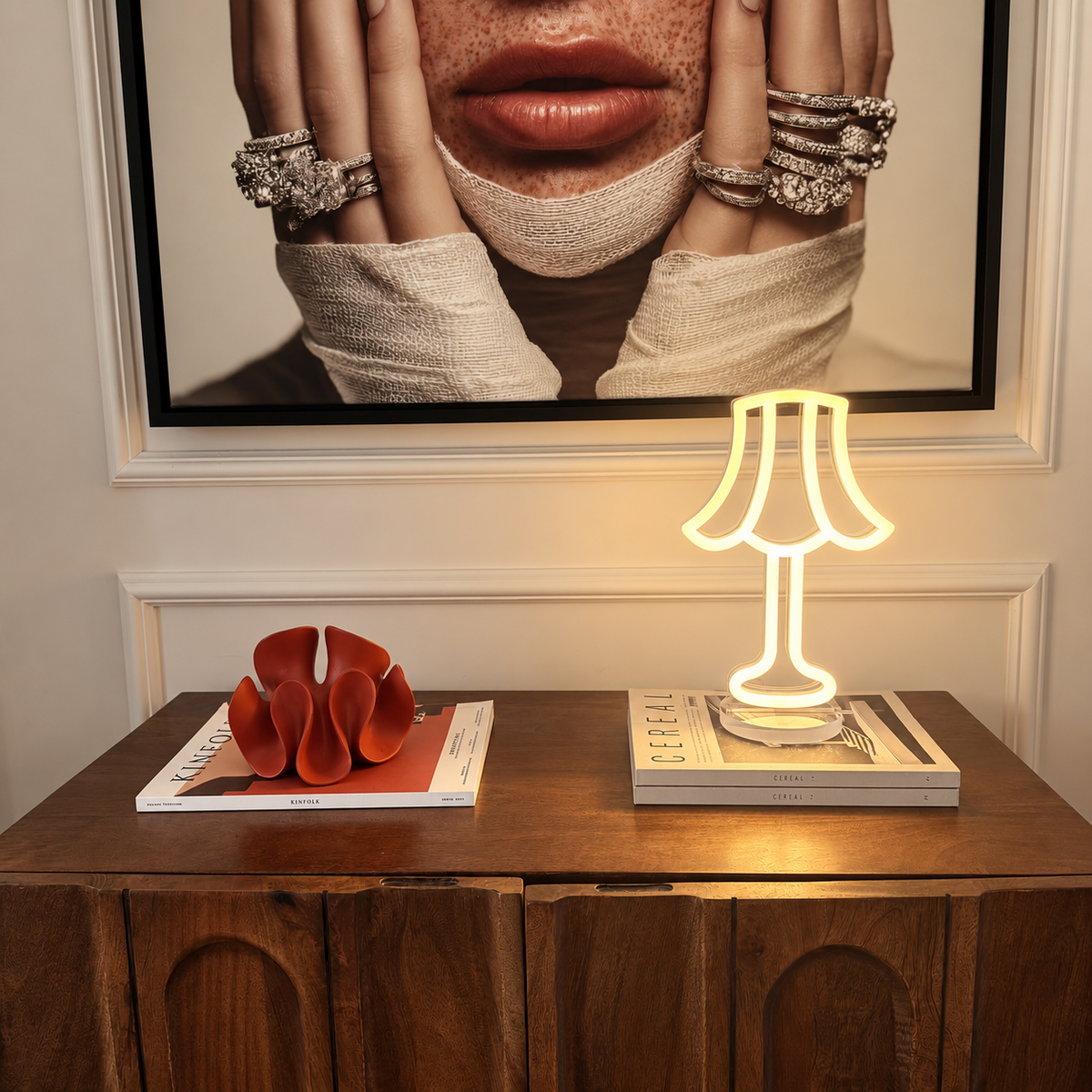 Daniel Bland × BAG&BONES LED neon table lamp with a warm white glow