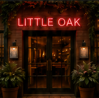 Bespoke neon entrance sign at a bar
