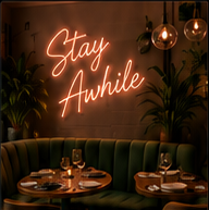 Statement neon feature wall in a commercial interior
