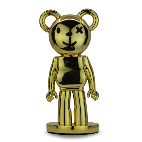 Gold BearMouse handmade sculptural home décor piece with glossy metallic gold finish