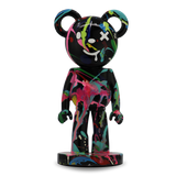 Splattered BearMouse handmade black resin sculptural home décor piece with multicoloured paint splatter details