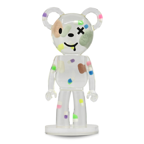 Pill BearMouse handmade transparent resin sculptural home décor piece with floating pill details