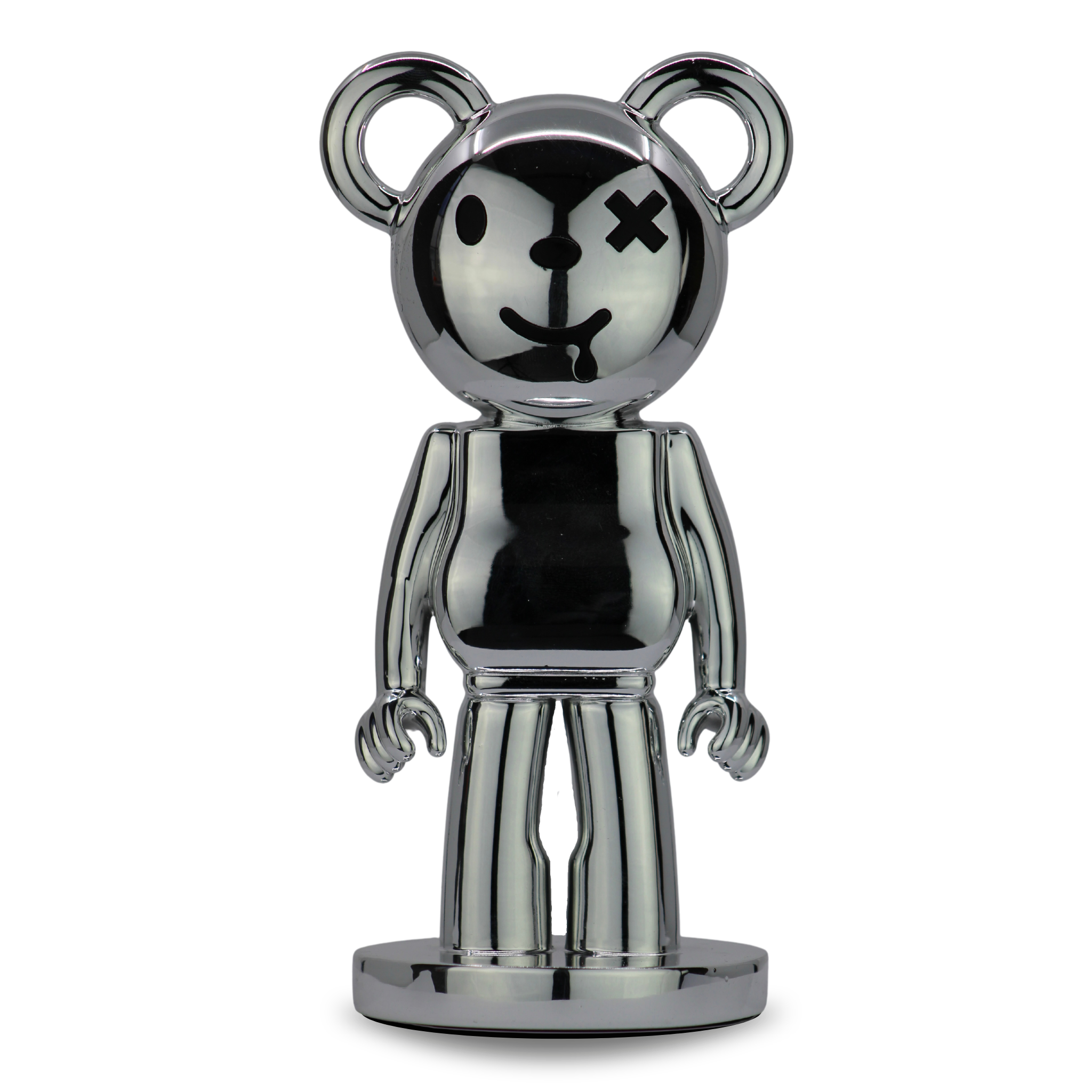 Silver BearMouse handmade sculptural home décor piece with glossy metallic finish