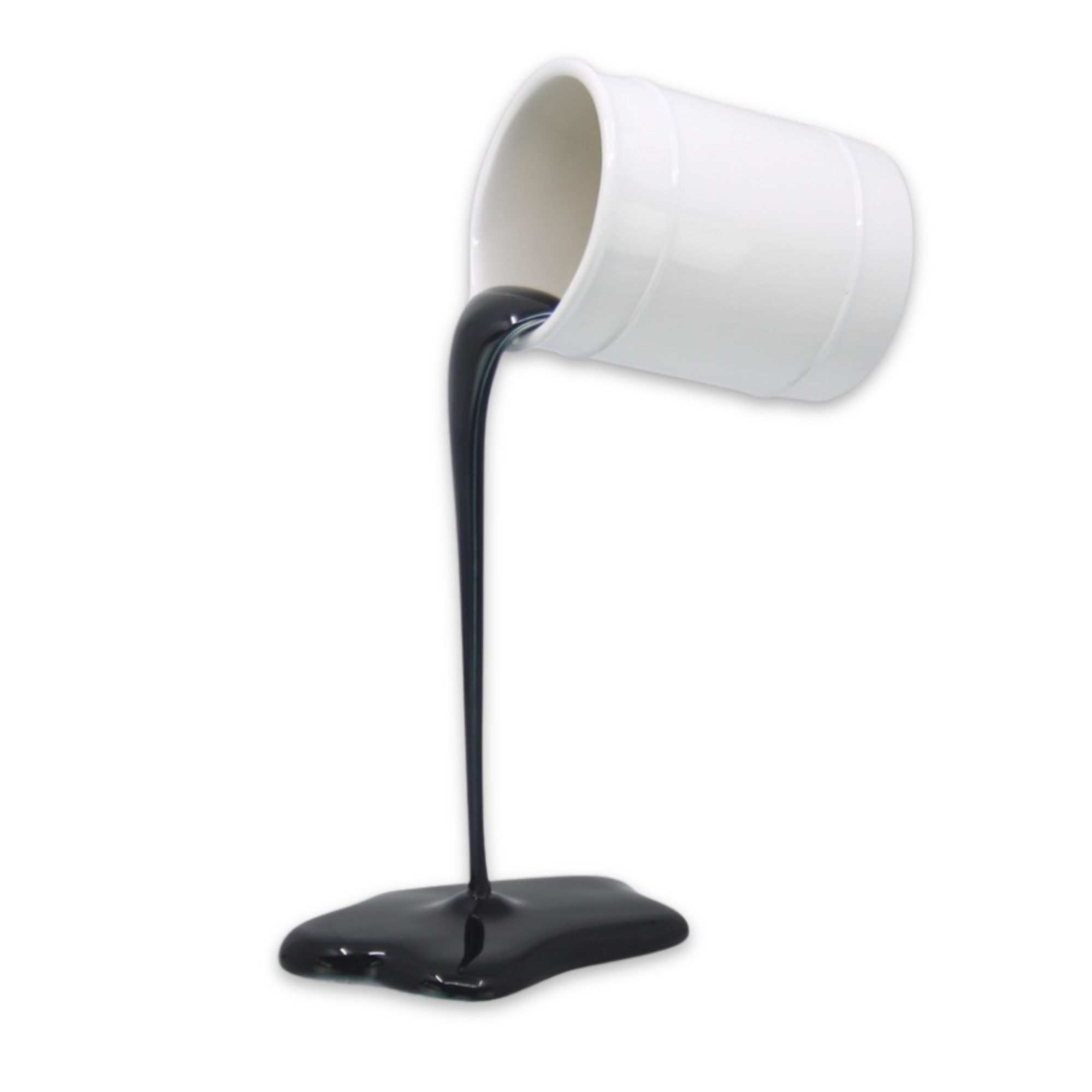 The Black & White Paint Pot handmade sculptural home décor piece with white pot and glossy black pour effect