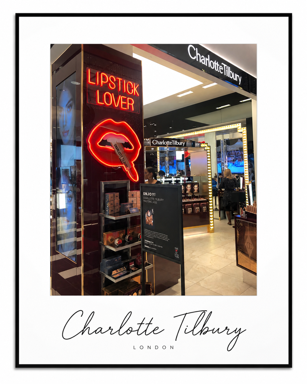 Charlotte Tilbury neon campaign installation created by BAG&BONES