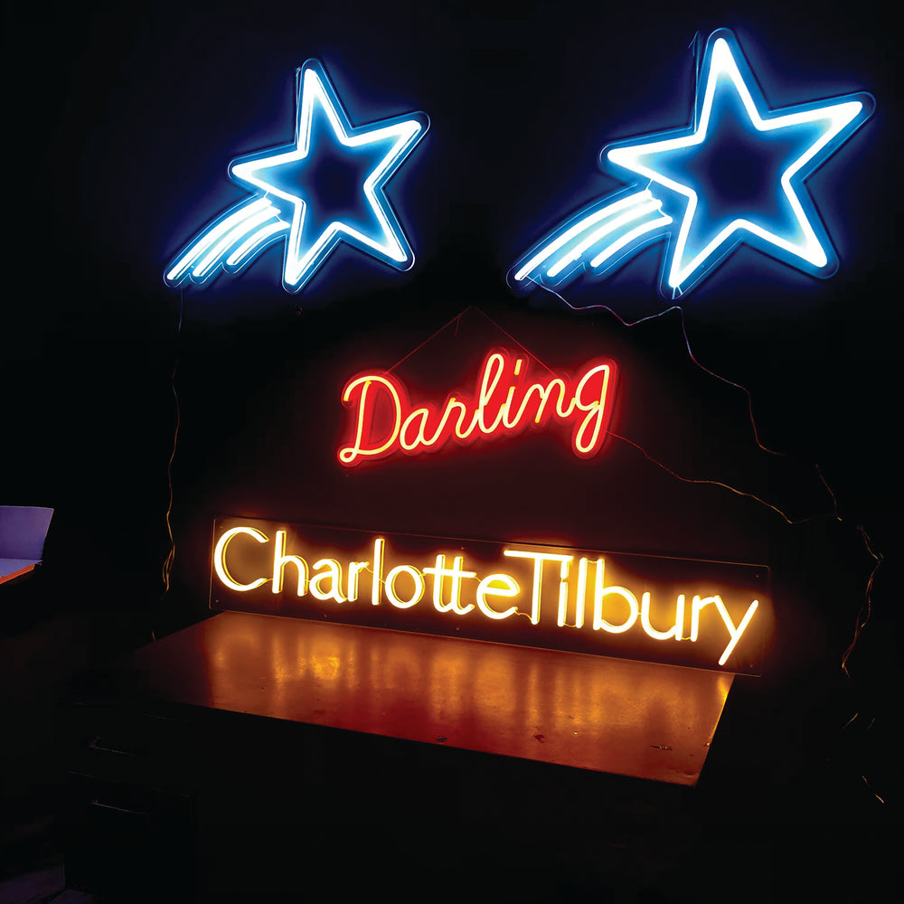 Charlotte Tilbury neon campaign installation created by BAG&BONES