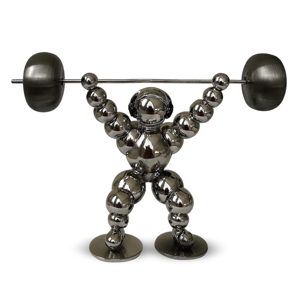 Weightlifter Silver Paperweight