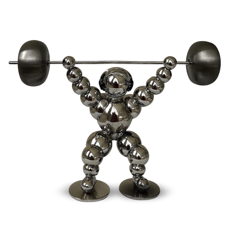 Weightlifter Silver Paperweight