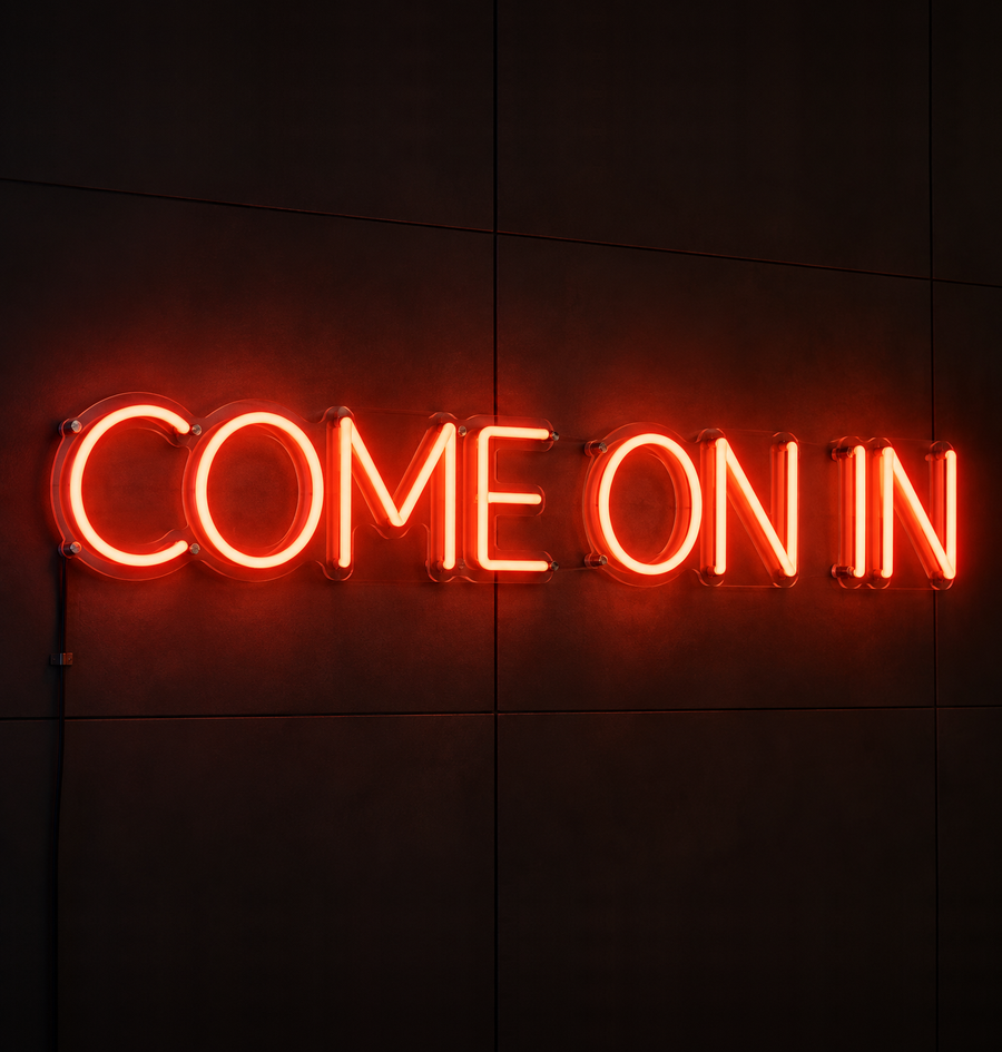 Bespoke neon illuminating a premium retail display