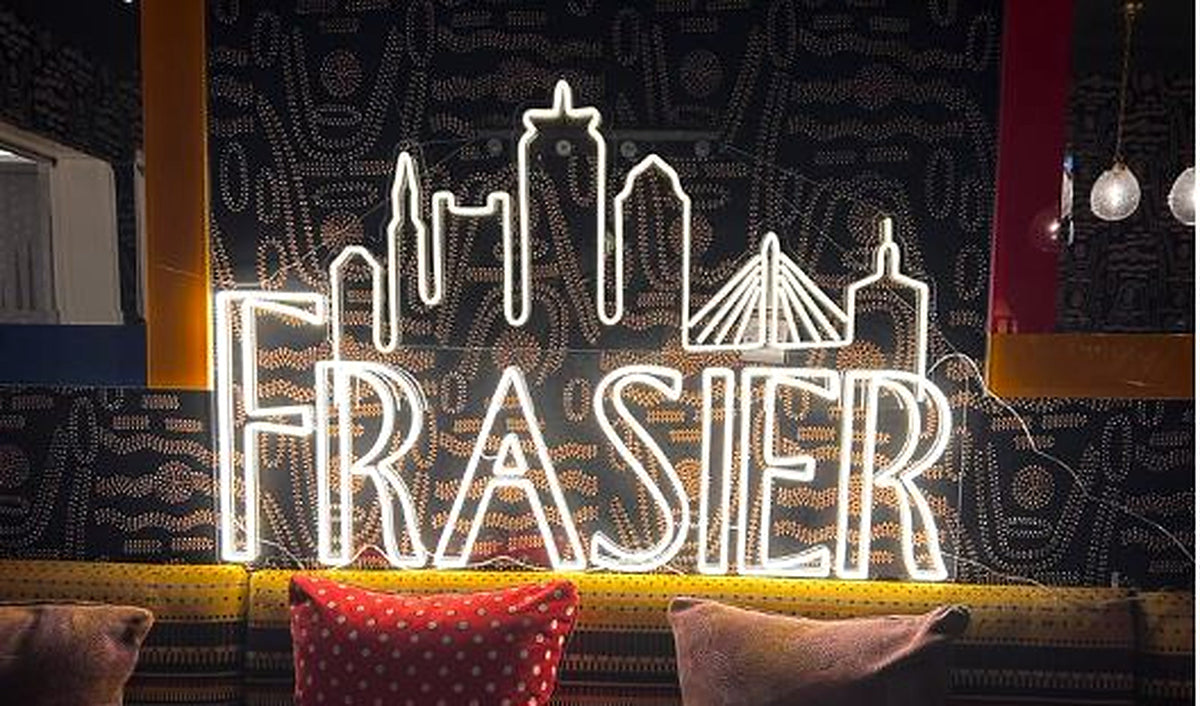 Bespoke Frasier skyline LED neon installation at The Soho Hotel, London