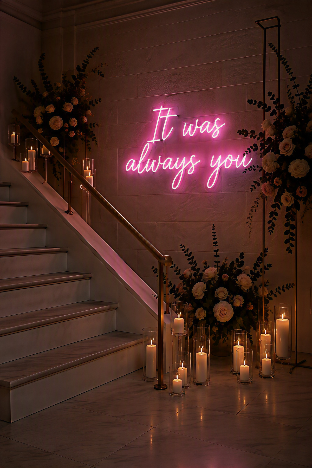 Wedding neon sign photographed during the bespoke design process.