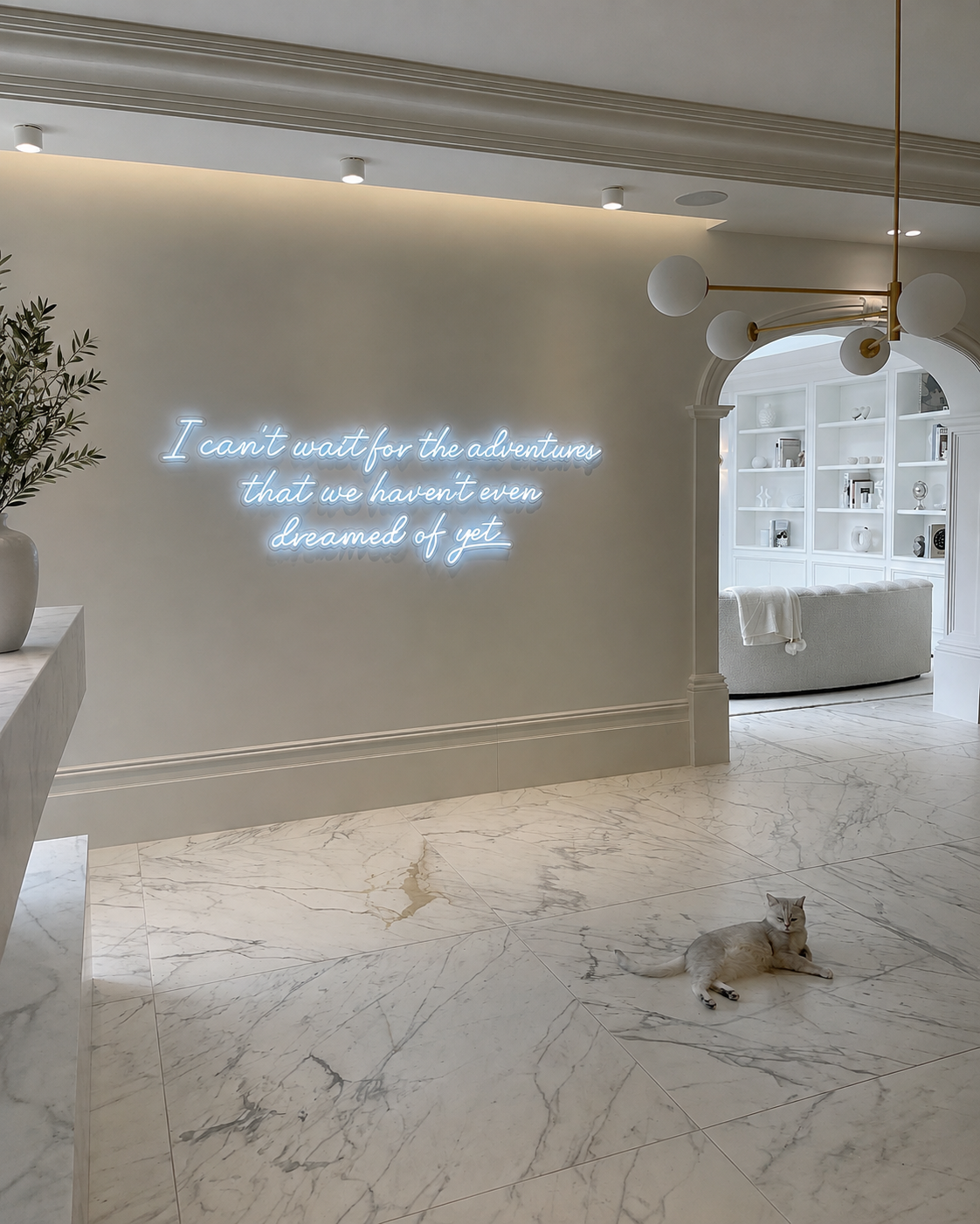 Bespoke LED neon installed in a premium commercial space.