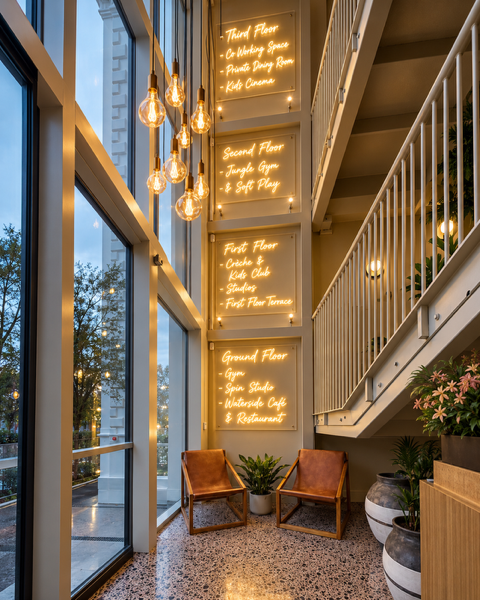 Bespoke neon sign in a hospitality interior