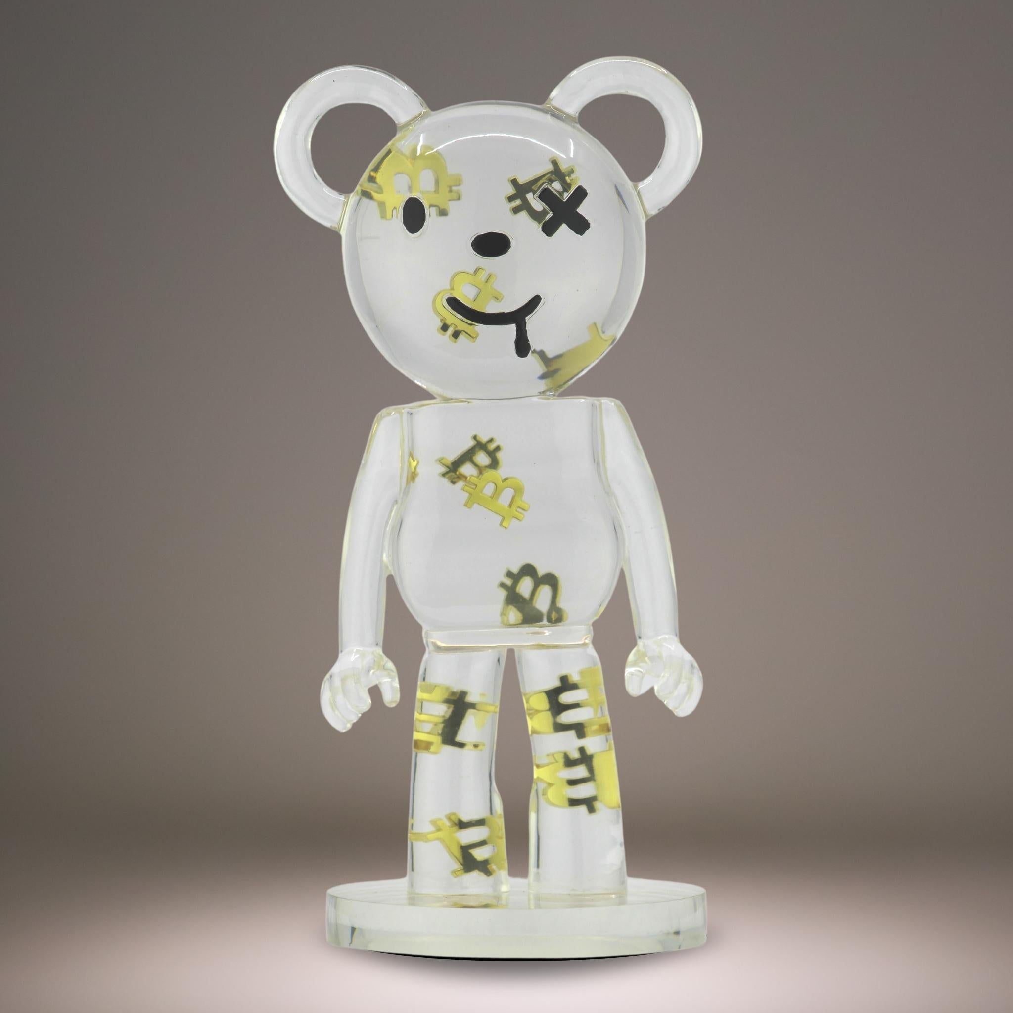 Handmade collectible BitBear sculpture for playful shelf styling