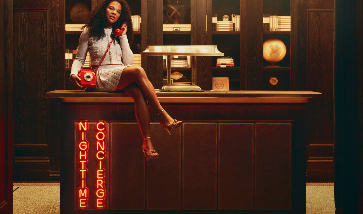 Red neon installation at the Kimpton Fitzroy London hotel reception